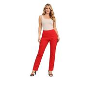 Paulo Due Women's Pull On Trousers Ladies High Waist Straight Leg Work Pants, Elasticated Waist, Stretch Bengaline, Smart Office & Evening Wear Red 8-22 (12)
