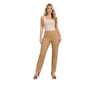 Paulo Due Women's Pull On Trousers Ladies High Waist Straight Leg Work Pants, Elasticated Waist, Stretch Bengaline, Smart Office & Evening Wear Camel Beige 8-22 (14)