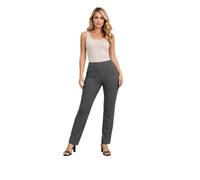 Paulo Due Women's Pull On Trousers Ladies High Waist Straight Leg Work Pants, Elasticated Waist, Stretch Bengaline, Smart Office & Evening Wear Marl Grey 8-22 (16)