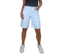 Paulo Due Womens Relaxed Fit Cotton Jean Shorts Above Knee Length Ladies High Waisted Stretch Shorts White 10-20 (18)