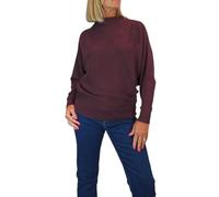 Paulo Due Women's Ribbed Turtle Neck Batwing Jumper Ladies Soft Knit Long Sleeve Pullover Top Burgandy Wine 6-16 (8)