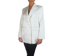 Paulo Due Women's Satin Oversized Double Breasted Blazer Black - Ivory - 10-12