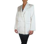 Paulo Due Women's Satin Oversized Double Breasted Blazer Black - Ivory - 14-16