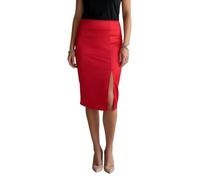 Paulo Due Women's Side Split Satin Midi Skirt 6-18 | Ladies Satin Look, Stretch Bodycon Pencil Skirt, Evening, Occasion