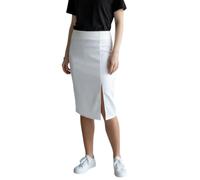 Paulo Due Women's Side Split Satin Midi Skirt White 6-18 (12)