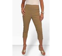 Paulo Due Women's Slim Leg Elastic Waist Cropped Trousers - 12 - Camel