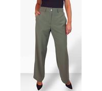 Paulo Due Women's Smart High Waist Wide Leg Trousers with Elastic Waist - 10 - Khaki