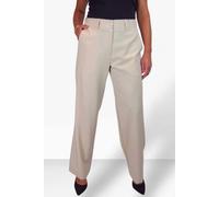 Paulo Due Women's Smart High Waist Wide Leg Trousers with Elastic Waist - 14 - Beige
