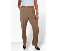 Paulo Due Women's Smart Tapered Leg Belted Trouser - 18 - Tan