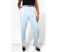 Paulo Due Women's Smart Tapered Leg Belted Trouser - 18 - White