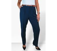 Paulo Due Women's Smart Tapered Leg Belted Trouser - 8 - Navy