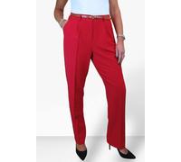 Paulo Due Women's Smart Tapered Leg Belted Trouser - 8 - Red
