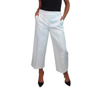 Paulo Due Women's Smart Wide Leg Cropped Trousers Tailored Fit Cream (12)