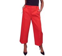 Paulo Due Women's Smart Wide Leg Cropped Trousers Tailored Fit | Ladies High Waisted Capri Pants with Elasticated Side Waist