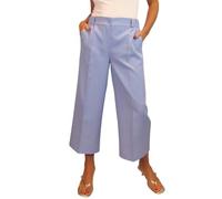 Paulo Due Women's Smart Wide Leg Cropped Trousers Tailored Fit | Ladies High Waisted Capri Pants with Elasticated Side Waist