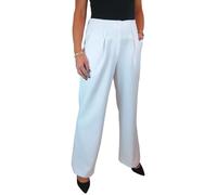 Paulo Due Women's Smart Wide Leg Office Trousers with Pockets White (22)