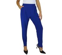 Paulo Due Women's Smart Work Trousers Ladies Soft Stretch Elasticated Waist Lightweight Pull On Trouser High Waist Royal Blue 10-20 (12)