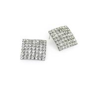 Paulo Due Women's Square Diamante Earrings - Silver