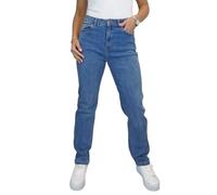 Paulo Due Women's Straight Leg Jeans Ladies Stretch Denim High Waisted Pants Mid Blue Faded Wash 10-22 (22)