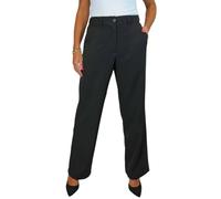 Paulo Due Women's Straight Leg Trousers with Half Elasticated Waistband Ladies Tailored Office Work Trousers Black 8-22 (20)