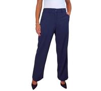 Paulo Due Women's Straight Leg Trousers with Half Elasticated Waistband Ladies Tailored Office Work Trousers Navy Blue 8-22 (8)