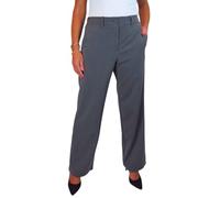 Paulo Due Women's Straight Leg Trousers with Half Elasticated Waistband Ladies Tailored Office Work Trousers Marl Grey 8-22 (14)