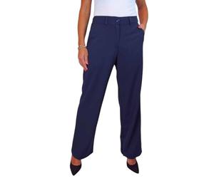 Paulo Due Women's Straight Leg Trousers with Half Elasticated Waistband Ladies Tailored Office Work Trousers Navy Blue 8-22 (8)