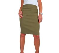 Paulo Due Women's Stretch Bodycon Pencil Skirt 22" - 6 - Light Khaki