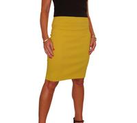 Paulo Due Women's Stretch Bodycon Pencil Skirt 22" - 8 - Yellow