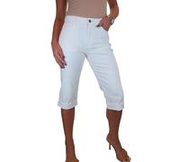 Paulo Due Women's Stretch Denim Cropped Jeans in White | Size: 18 Paulo Due White 18
