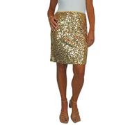 Paulo Due Women's Stretch Sequin Mini Skirt Ladies Fully Lined Above Knee Length Skirt Sparkling Partywear, Perfect for Nights Out Gold 8-18 (8-10) S