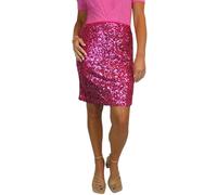 Paulo Due Women's Stretch Sequin Mini Skirt Ladies Fully Lined Above Knee Length Skirt Sparkling Partywear, Perfect for Nights Out Hot Pink 8-18 (8-10) S