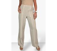 Paulo Due Women's Striped Elasticated Waist Wide Leg Trousers - 18 - Light Sand