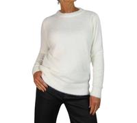 Paulo Due Women's Textured Knitted Crew Neck Jumper Ladies Soft Stretch Sweater Cream (M/L 10-14)
