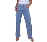 Paulo Due Women's Wide Leg Denim Jeans Floral Design Pale Blue | High Waist Jeans, Floral Print, High Rise, Baggy Leg, Loose Fit
