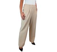 Paulo Due Women's Wide Leg Formal Trousers, High Waist, Pleated Smart Office Workwear Beige 10-22 (10)