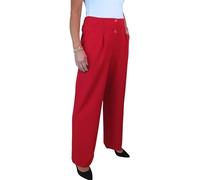 Paulo Due Women's Wide Leg Formal Trousers, High Waist, Pleated Smart Office Workwear Red 10-22 (18)