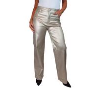 Paulo Due Womens Wide Leg Leather Look Jeans Gold 10-20 (20)