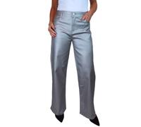 Paulo Due Womens Wide Leg Leather Look Jeans | Ladies High Waist Coated Trousers With Real Pockets, Very Stretchy, Comfy, Smart Casual