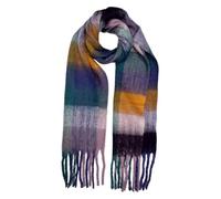 Paulo Due Women's Wool Blend Blanket Scarf Ladies Fluffy Warm Winter Tartan Check Scarves Green Tan
