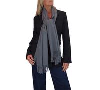 Paulo Due Women's Wool Blend Pashmina Soft Warm Oversized Shawl Wrap Scarf with Tassel Ends Dark Grey