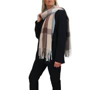 Paulo Due Women's Wool Pashmina Shawl Oversized Plaid Wrap Scarf in Brown Paulo Due Brown One Size