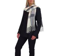 Paulo Due Women's Wool Pashmina Shawl Oversized Plaid Wrap Scarf in Light Grey Paulo Due Light Grey One Size