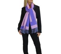 Paulo Due Women's Wool Scarf Supersoft Geometric Design Pashmina with Tassel Ends, Large Cosy Neck Wrap for Winter, Elegant Gift for Women Purple