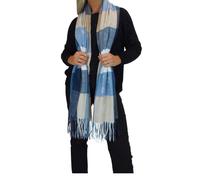 Paulo Due Wool Blend Pashmina Scarf With Floral Details - Blue