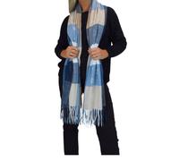 Paulo Due Wool Blend Pashmina Scarf With Floral Details In Blue Blue