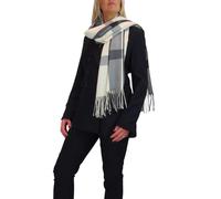 Paulo Due Wool Pashmina Shawl Oversized Plaid Wrap Scarf - Light Grey