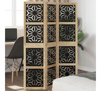 Paulownia 3-Piece Room Divider Screen Solid Wood Brown Black 105-110 x 160 cm Foldable Divider with Privacy Screen for Living Room Bedroom Office Freestanding and Mobile