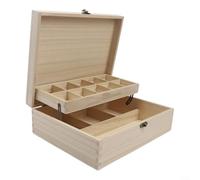 Paulownia Wood Jewellery Box Double Layer Sewing Organiser Wooden Storage Case For Rings, Needles And Threads With Flip-Top Lid, Natural Beige Finish
