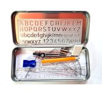 PaulStore 10 Pcs Maths Geometry Compass Set School Ruler Protector Square Tin Case Stencil